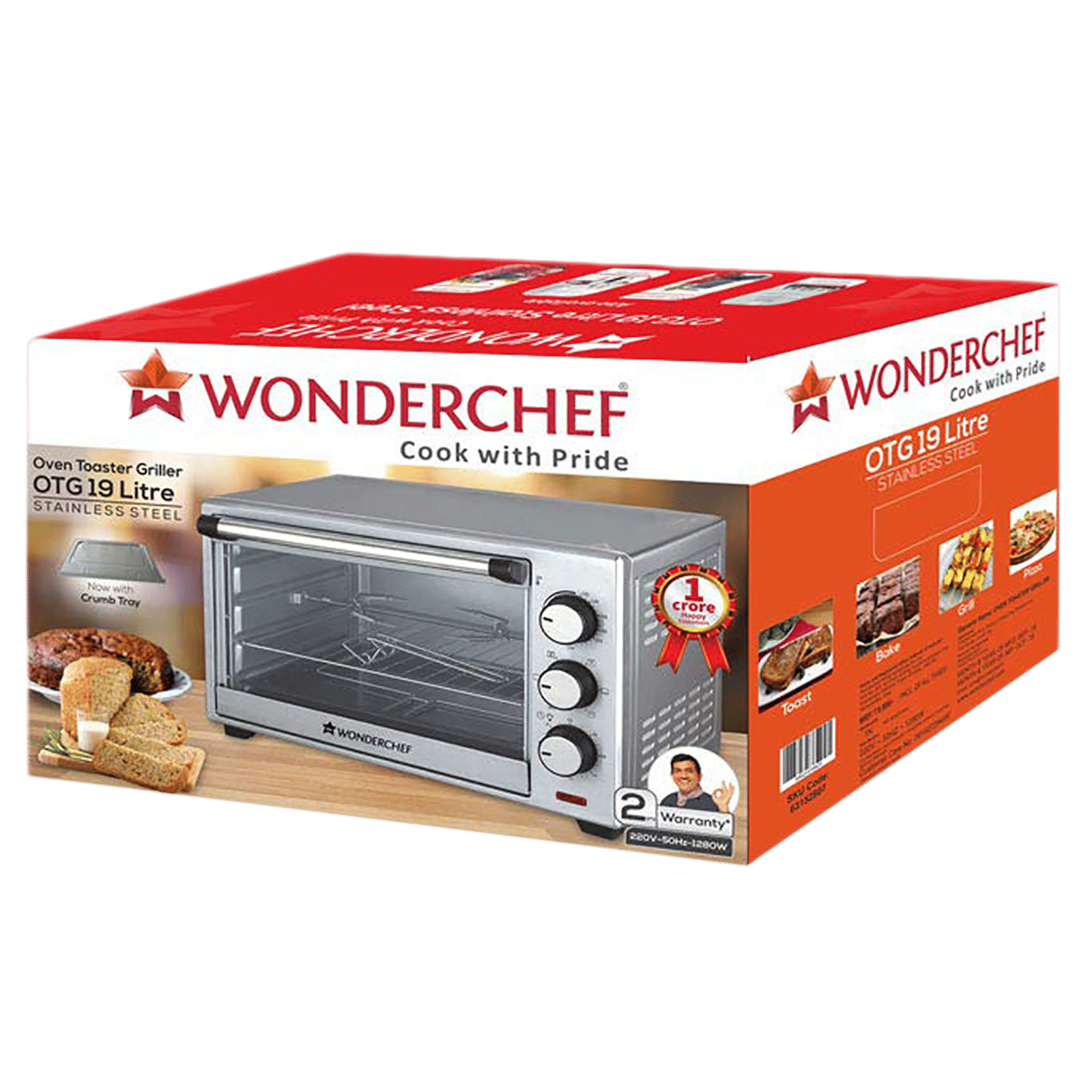 Buy WONDERCHEF 19L Oven Toaster Grill with Rotisserie (Stainless Steel